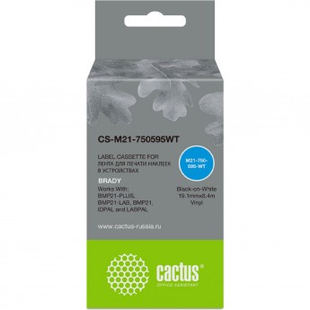 Ленточный картридж CACTUS CS-M21-750595WT для Brady BMP21-PLUS, BMP21-LAB, черный Ленточный картридж CACTUS CS-M21-750595WT для Brady BMP21-PLUS, BMP21-LAB, черный