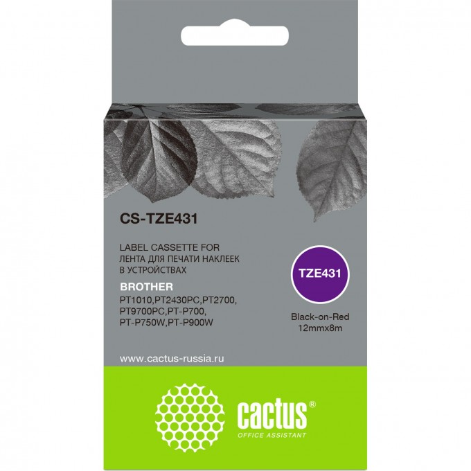 Ленточный картридж CACTUS для Brother 1010, 1280, 1280VP, 2700VP, черный CS-TZE431 Ленточный картридж CACTUS для Brother 1010, 1280, 1280VP, 2700VP, черный CS-TZE431