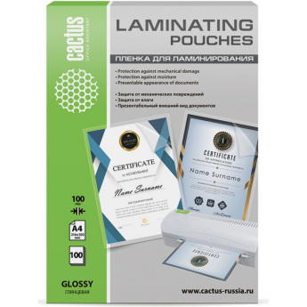 Пленка для ламинирования CACTUS глянцевая, 216x303мм, А4, CS-LPGA4100100 Пленка для ламинирования CACTUS глянцевая, 216x303мм, А4, CS-LPGA4100100