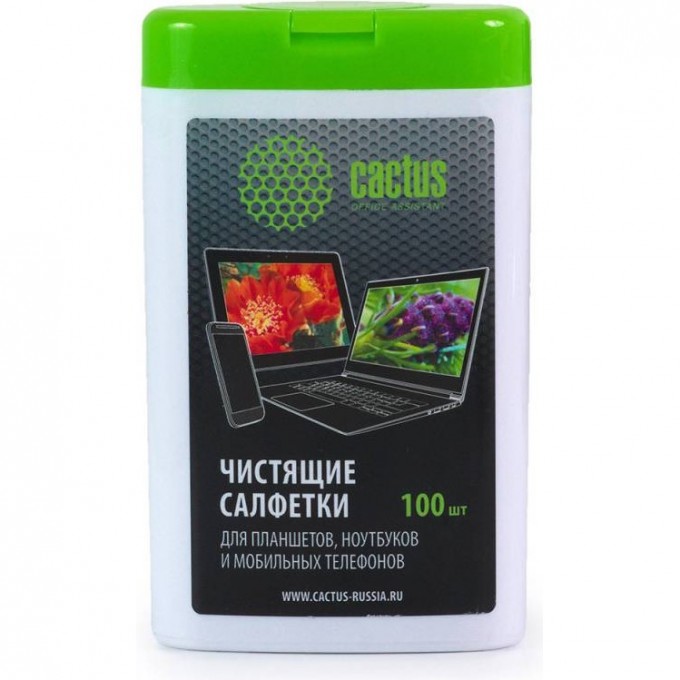 Салфетки CACTUS для планшетов и смартфонов малая туба 100шт влажных CS-T1005 Салфетки CACTUS для планшетов и смартфонов малая туба 100шт влажных CS-T1005