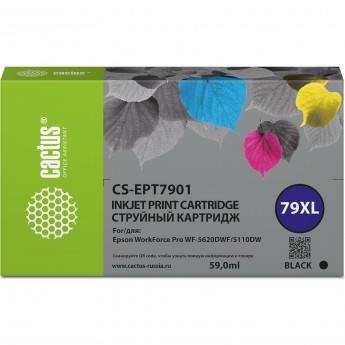 Струйный картридж CACTUS CS-EPT7901 (79XL) для Epson WorkForce WF-4630 Pro, WF-4640 Pro, WF-5110 Pro, черный Струйный картридж CACTUS CS-EPT7901 (79XL) для Epson WorkForce WF-4630 Pro, WF-4640 Pro, WF-5110 Pro, черный