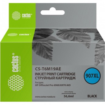Струйный картридж CACTUS CS-T6M19AE (907XL) для HP OfficeJet pro 6960, 6970, черный, 56,6 мл Струйный картридж CACTUS CS-T6M19AE (907XL) для HP OfficeJet pro 6960, 6970, черный, 56,6 мл