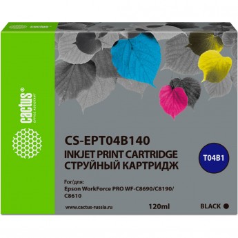 Струйный картридж CACTUS CS-EPT04B140 (C13T04B140) для Epson WorkForce Pro WF-C8190, WF-C8690, черный, 120 мл Струйный картридж CACTUS CS-EPT04B140 (C13T04B140) для Epson WorkForce Pro WF-C8190, WF-C8690, черный, 120 мл