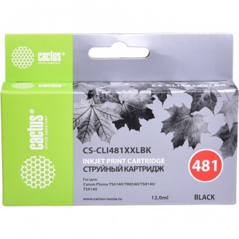 Струйный картридж CACTUS CS-CLI481XXLBK (CLI-481BK XXL) для Canon Pixma TR7540, TR8540, TS6140, TS8140, TS9140, TS704, черный, 12 мл Струйный картридж CACTUS CS-CLI481XXLBK (CLI-481BK XXL) для Canon Pixma TR7540, TR8540, TS6140, TS8140, TS9140, TS704, черный, 12 мл
