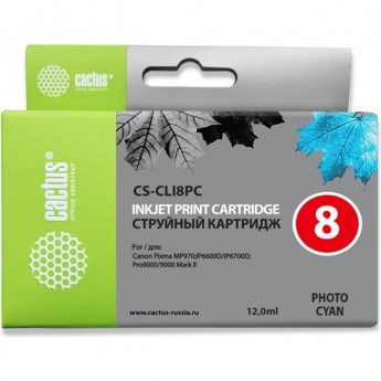 Струйный картридж CACTUS CS-CLI8PC (CLI-8PC) для Canon Pixma iP6600, iP6600d, iP6700, iP6700d, MP960, MP970, PRO 9000, светло-голубой, 12 мл Струйный картридж CACTUS CS-CLI8PC (CLI-8PC) для Canon Pixma iP6600, iP6600d, iP6700, iP6700d, MP960, MP970, PRO 9000, светло-голубой, 12 мл