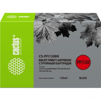 Струйный картридж CACTUS CS-PFI120BK для Canon imagePrograf TM-200, TM-205, TM-300, TM-305, черный, 130 мл Струйный картридж CACTUS CS-PFI120BK для Canon imagePrograf TM-200, TM-205, TM-300, TM-305, черный, 130 мл
