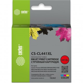 Струйный картридж CACTUS CS-CL441XL для Canon Pixma GM2040, 4040, GM2140, 2240, многоцветный, 18 мл Струйный картридж CACTUS CS-CL441XL для Canon Pixma GM2040, 4040, GM2140, 2240, многоцветный, 18 мл