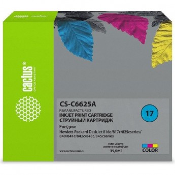 Струйный картридж CACTUS CS-C6625A (HP 17) цветной для HP DeskJet 816c, 817c, 825c series, 825cse, 825cvr, 825cxi, 840, 840c, 841c, 842c, 843c, 845c series, 845cse, 845cvr, 845cxi (39 мл) Струйный картридж CACTUS CS-C6625A (HP 17) цветной для HP DeskJet 816c, 817c, 825c series, 825cse, 825cvr, 825cxi, 840, 840c, 841c, 842c, 843c, 845c series, 845cse, 845cvr, 845cxi (39 мл)
