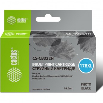 Струйный картридж CACTUS CS-CB322N (HP 178XL) для HP PhotoSmart 7510 C311, 7520, B8553, C309, C310, C410, C5300, C5380, C5383, C6383, D5460, D5463, увеличенной емкости, черный, 14,6 мл Струйный картридж CACTUS CS-CB322N (HP 178XL) для HP PhotoSmart 7510 C311, 7520, B8553, C309, C310, C410, C5300, C5380, C5383, C6383, D5460, D5463, увеличенной емкости, черный, 14,6 мл