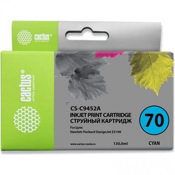 Струйный картридж CACTUS CS-C9452A (HP 70) для HP DesignJet Z2100, Z2100gp, Z3100, Z3100gp, Z3100ps gp, Z3200, Z3200ps, Z5200, Z5400 ePrinter, Z5400ps PostScript, голубой, 130 мл Струйный картридж CACTUS CS-C9452A (HP 70) для HP DesignJet Z2100, Z2100gp, Z3100, Z3100gp, Z3100ps gp, Z3200, Z3200ps, Z5200, Z5400 ePrinter, Z5400ps PostScript, голубой, 130 мл