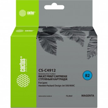 Струйный картридж CACTUS CS-C4912 (HP 82) для HP DesignJet 500, 500 Plus, 500ps, 500ps Plus, 510, 510ps, 800, 800ps, 815 MFP, 820 MFP, Copier CC800, Copier CC800ps, пурпурный, 72 мл Струйный картридж CACTUS CS-C4912 (HP 82) для HP DesignJet 500, 500 Plus, 500ps, 500ps Plus, 510, 510ps, 800, 800ps, 815 MFP, 820 MFP, Copier CC800, Copier CC800ps, пурпурный, 72 мл