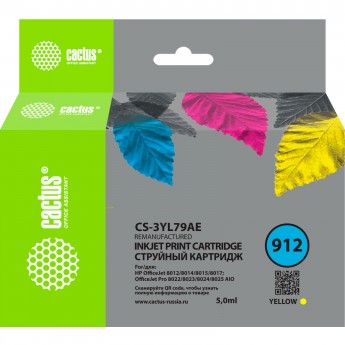 Струйный картридж CACTUS CS-3YL79AE (HP 912) для HP OfficeJet 8010, 8012, 8013, 8014, 8015, 8020, 8025, желтый, 5 мл, (есть ограничения по прошивке) Струйный картридж CACTUS CS-3YL79AE (HP 912) для HP OfficeJet 8010, 8012, 8013, 8014, 8015, 8020, 8025, желтый, 5 мл, (есть ограничения по прошивке)