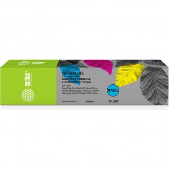 Струйный картридж CACTUS CS-F6T83AE (HP 973X) для HP PageWide Pro 452dw, Pro 477dw, увеличенной емкости, желтый, 110 мл Струйный картридж CACTUS CS-F6T83AE (HP 973X) для HP PageWide Pro 452dw, Pro 477dw, увеличенной емкости, желтый, 110 мл