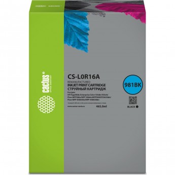Струйный картридж CACTUS CS-L0R16A(HP 981Y) для HP PageWide Enterprise Color 556dn, 556xh, Flow MFP586z, черный, 465 мл Струйный картридж CACTUS CS-L0R16A(HP 981Y) для HP PageWide Enterprise Color 556dn, 556xh, Flow MFP586z, черный, 465 мл