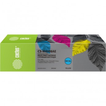 Струйный картридж CACTUS CS-M0J98AE (HP 991) для HP PW 755dn, MFP 774dn, 779dn, Pro 750dw, 772dn, увеличенной емкости, желтый, 250 мл Струйный картридж CACTUS CS-M0J98AE (HP 991) для HP PW 755dn, MFP 774dn, 779dn, Pro 750dw, 772dn, увеличенной емкости, желтый, 250 мл