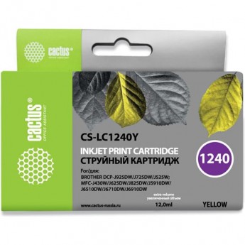 Струйный картридж CACTUS CS-LC1240Y (LC1240Y) для принтеров Brother DCP-J525w, J725dw, J925dw, MFC-J430w, J625dw, J825dw, J5910dw, J6510dw, J6710dw, J6910dw, желтый, 12 мл Струйный картридж CACTUS CS-LC1240Y (LC1240Y) для принтеров Brother DCP-J525w, J725dw, J925dw, MFC-J430w, J625dw, J825dw, J5910dw, J6510dw, J6710dw, J6910dw, желтый, 12 мл