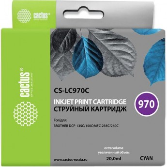 Струйный картридж CACTUS CS-LC970C (LC970C) для принтеров Brother DCP 135, DCP 135c, DCP 150, DCP 150c, DCP 153c, DCP 157c, DCP 750cn, MFC 235, MFC 235c, MFC 260, MFC 260c, голубой, 20 мл Струйный картридж CACTUS CS-LC970C (LC970C) для принтеров Brother DCP 135, DCP 135c, DCP 150, DCP 150c, DCP 153c, DCP 157c, DCP 750cn, MFC 235, MFC 235c, MFC 260, MFC 260c, голубой, 20 мл