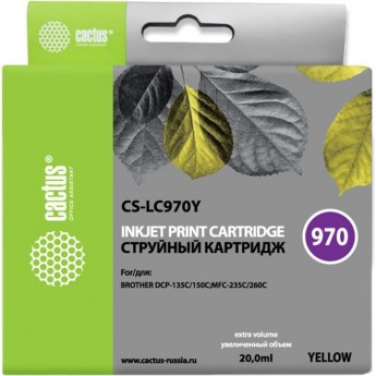 Струйный картридж CACTUS CS-LC970Y (LC970Y) для принтеров Brother DCP 135, DCP 135c, DCP 150, DCP 150c, DCP 153c, DCP 157c, DCP 750cn, MFC 235, MFC 235c, MFC 260, MFC 260c, желтый, 20 мл Струйный картридж CACTUS CS-LC970Y (LC970Y) для принтеров Brother DCP 135, DCP 135c, DCP 150, DCP 150c, DCP 153c, DCP 157c, DCP 750cn, MFC 235, MFC 235c, MFC 260, MFC 260c, желтый, 20 мл