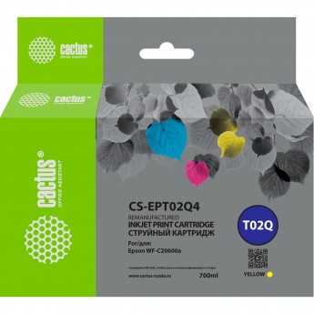 Струйный картридж CACTUS CS-EPT02Q4 (T02Q) для Epson WorkForce Enterprise WF-C20600D4TW, желтый, 660 мл Струйный картридж CACTUS CS-EPT02Q4 (T02Q) для Epson WorkForce Enterprise WF-C20600D4TW, желтый, 660 мл