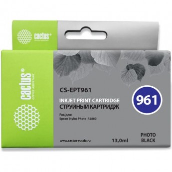 Струйный картридж CACTUS CS-EPT961 (T0961) для принтеров Epson Stylus Photo R2880, черный глянцевый, 13 мл Струйный картридж CACTUS CS-EPT961 (T0961) для принтеров Epson Stylus Photo R2880, черный глянцевый, 13 мл