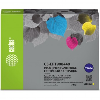 Струйный картридж CACTUS CS-EPT908440 (T9084) для Epson WorkForce WF-6090DW, WF-6590DWF Pro, желтый, 70 мл Струйный картридж CACTUS CS-EPT908440 (T9084) для Epson WorkForce WF-6090DW, WF-6590DWF Pro, желтый, 70 мл
