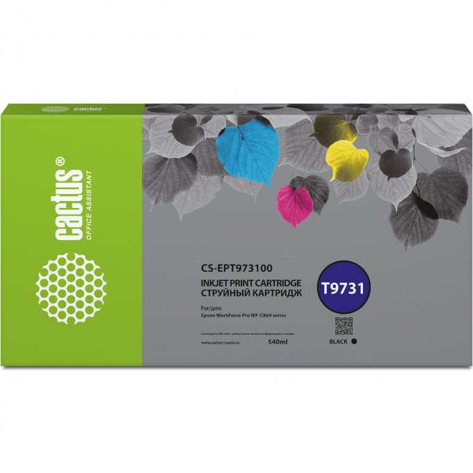 Струйный картридж CACTUS (T9731) для Epson WorkForce WF-C869RD3TWFC, WF-C869RDTWF, черный, 540 мл CS-EPT973100 Струйный картридж CACTUS (T9731) для Epson WorkForce WF-C869RD3TWFC, WF-C869RDTWF, черный, 540 мл CS-EPT973100