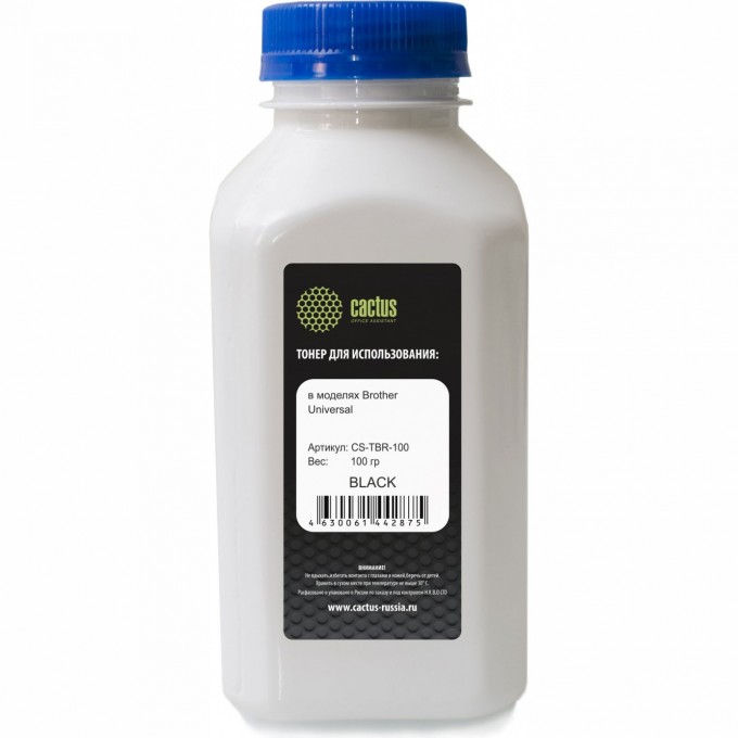 Тонер для принтера CACTUS для принтера Universal toner Brother, черный, флакон 100 гр. CS-TBR-100 Тонер для принтера CACTUS для принтера Universal toner Brother, черный, флакон 100 гр. CS-TBR-100
