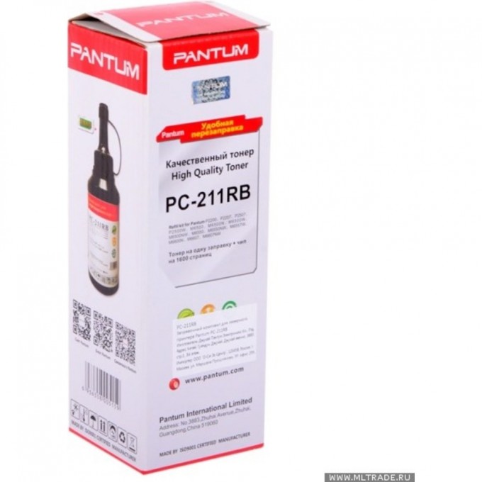 Тонер PANTUM PC-211RB с чипом для принтера Pantum P2200, P2207, P2500, P2507, P2500w, M6500, M6550, M6607, черный, флакон 65 гр. PC-211RB-1 Тонер PANTUM PC-211RB с чипом для принтера Pantum P2200, P2207, P2500, P2507, P2500w, M6500, M6550, M6607, черный, флакон 65 гр. PC-211RB-1